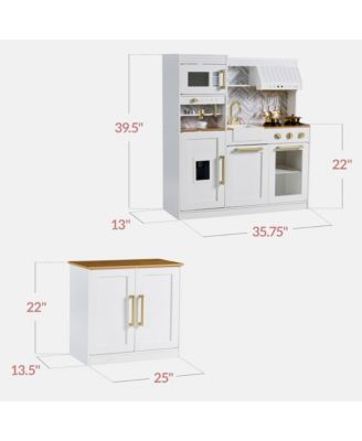 Deluxe Pretend Play Kitchen with Island, Espresso Machine Version