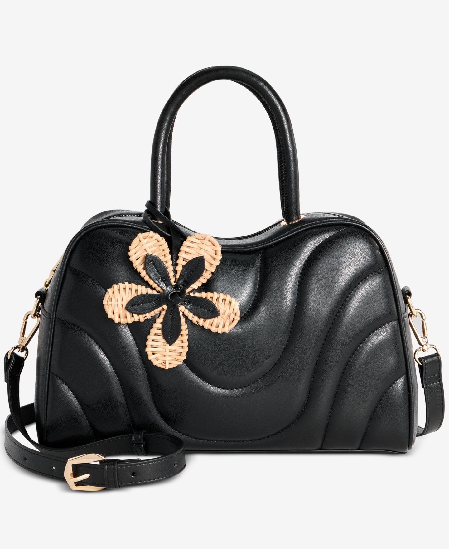 Женская сумка I.N.C. International Concepts Aydenn Bowler Wave Satchel Handbag, цвет: Чёрный — фото 1