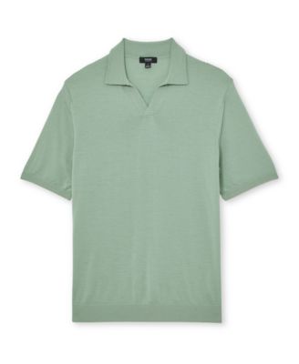 Men's Merino Wool Open Collar Polo Shirt