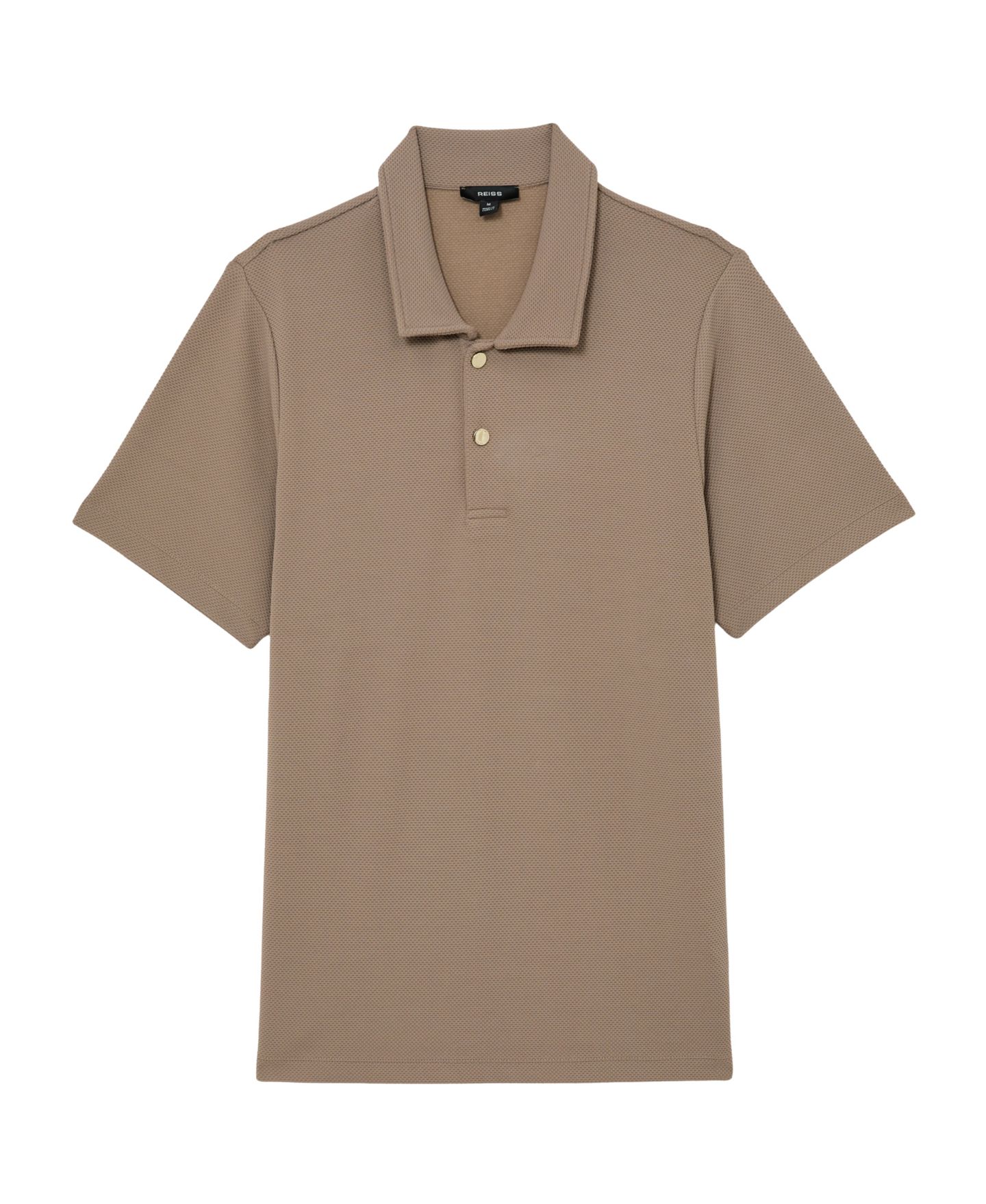 Мужское поло REISS Kennedy Textured Half-Button Polo Shirt, цвет: Верблюжий коричневый — фото 3