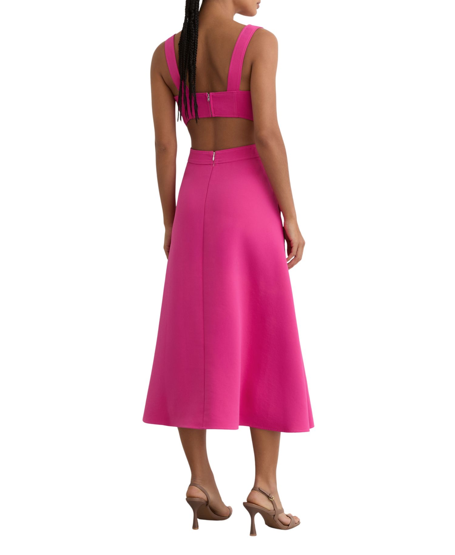 Women's Dina Waisted Cut-Out Twill Midi Dress