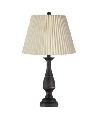 Ben Rustic Farmhouse Table Lamps 25" High Set of 2 Dark Bronze Metal Linen Pleated Shade for Bedroom Living Room Bedside Office