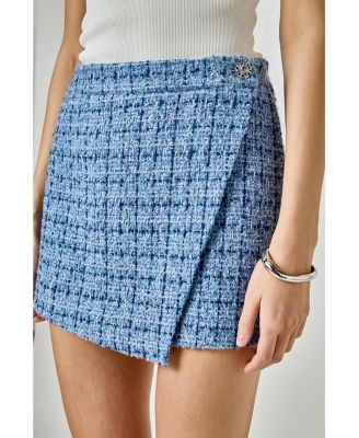 Women's Tweed Front Flap Wrap Skirt