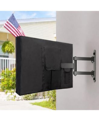 ICLOVER Outdoor TV Cover for 48-50" TVs, 600D Waterproof Weatherproof Protector with Zipper and Remote Pocket, American Flag