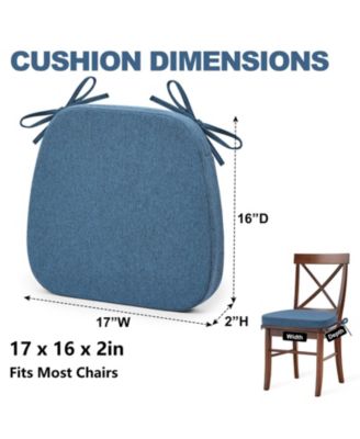 4PC Kitchen Chair Cushions Non-slip Detachable Straps Machine Washable