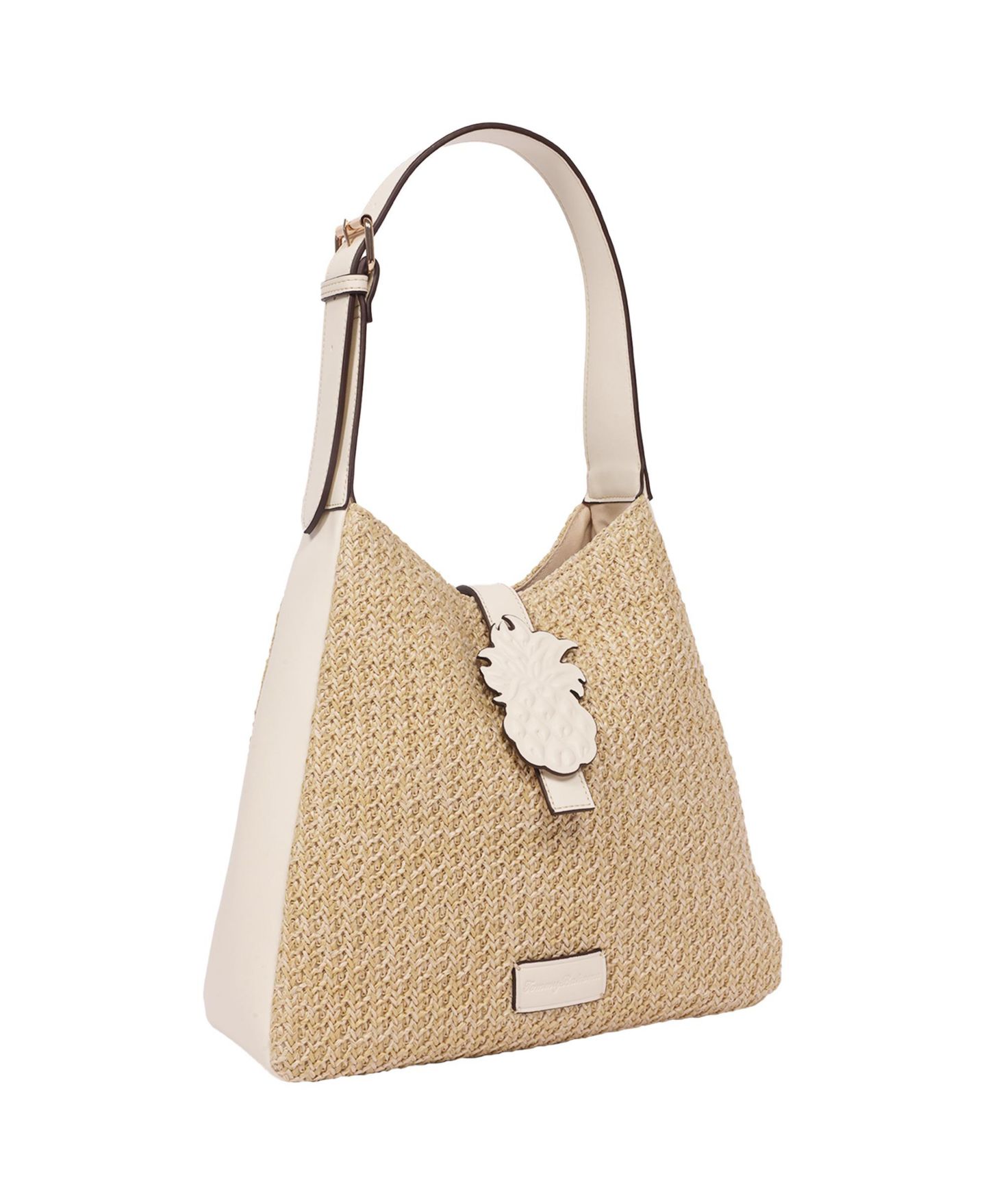 Женская сумка Tommy Bahama Logo Tab Raffia Hobo - Woven Straw Shoulder Bag with Pineapple Accent, цвет: Кремовый — фото 2