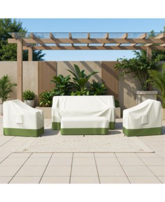 Outdoor Furniture Cover Waterproof, 4 Piece Patio Furniture Set Cover for Outside Couch, Lawn Chairs, Coffee Table,Windproof with Buckle Strap