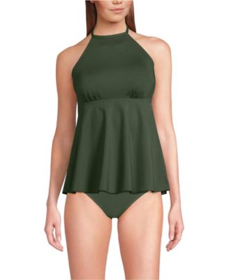 Women's Flutter High Neck Halter Tankini Top