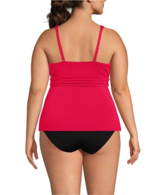 Plus Size V-Neck Plunge X Back Tankini Top
