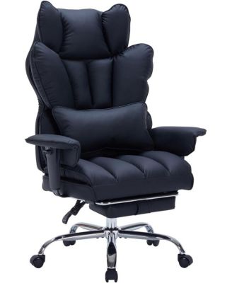 400 lbs Big And Tall Office Chair with Footrest, Executive Leather Ergonomic Desk Chair, Wide Seat Gaming Chair