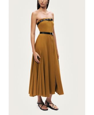 Women's Strapless Double Belted Midi Dress