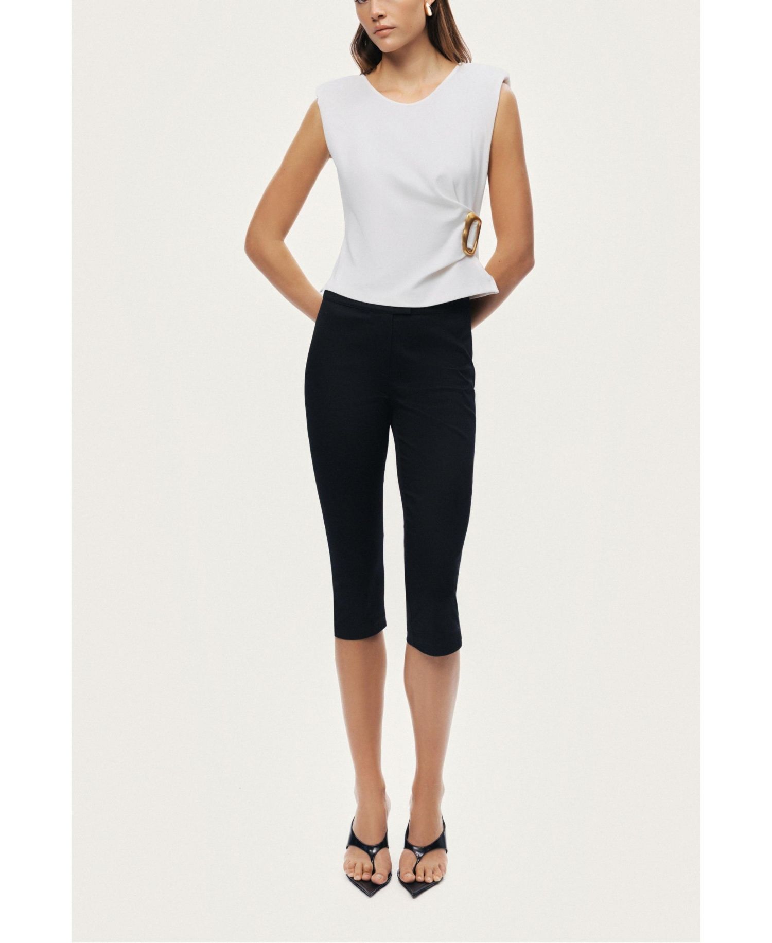Women's Sleeveless Buckle-Detail Blouse