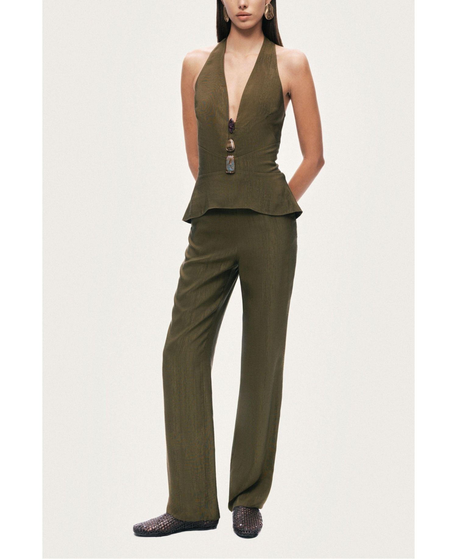 Women's Halter Neck Peplum Top