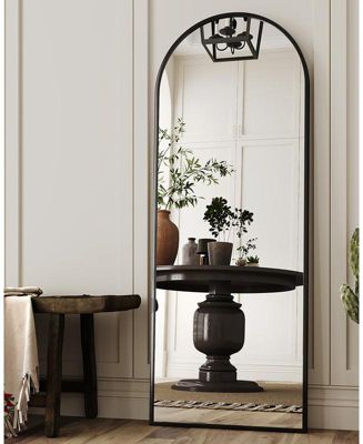Full Length Mirror, 58"x18" Floor Mirror, Arch Floor Standing Mirror  with Stand for Bedroom, Black