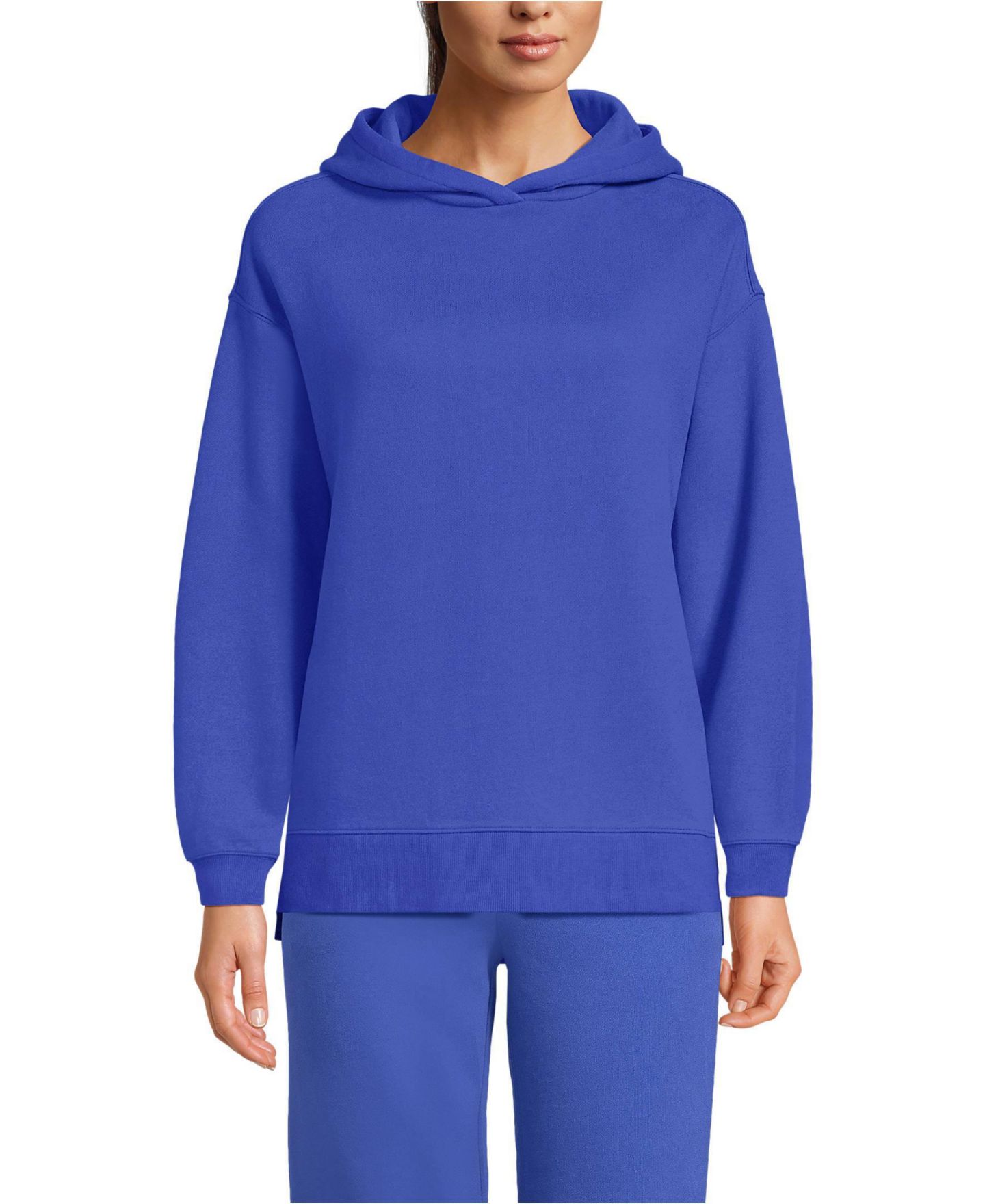 Женский свитшот Lands' End Long Sleeve Serious Sweats Hooded Tunic, цвет: Синий — фото 1