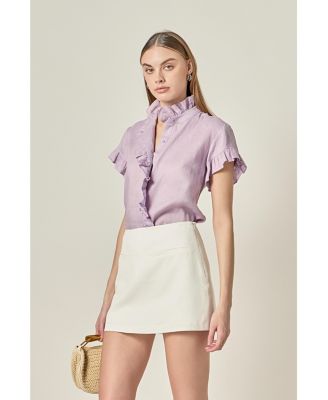 Women's Linen Ruffle Shirt