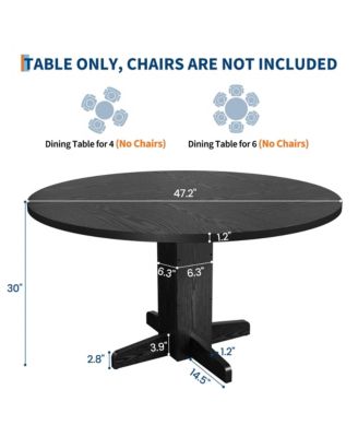 47 Inch Round Dining Table for 4,Farmhouse Wood Kitchen Table, Circle Dinner Table for Kitchen, Living Room, Dining Room