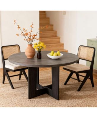 4-Person Farmhouse Round Dining Table with Triangular Pedestal