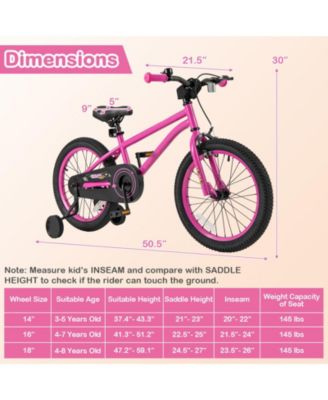Kids Bicycle with Adjustable Seat and Removable Wheels