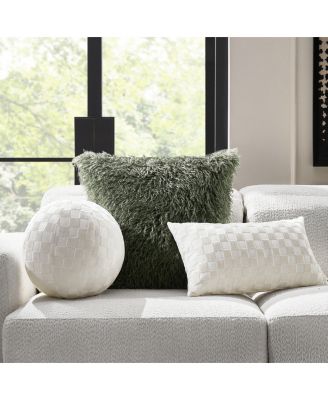 Checker Velvet Lumbar Pillow