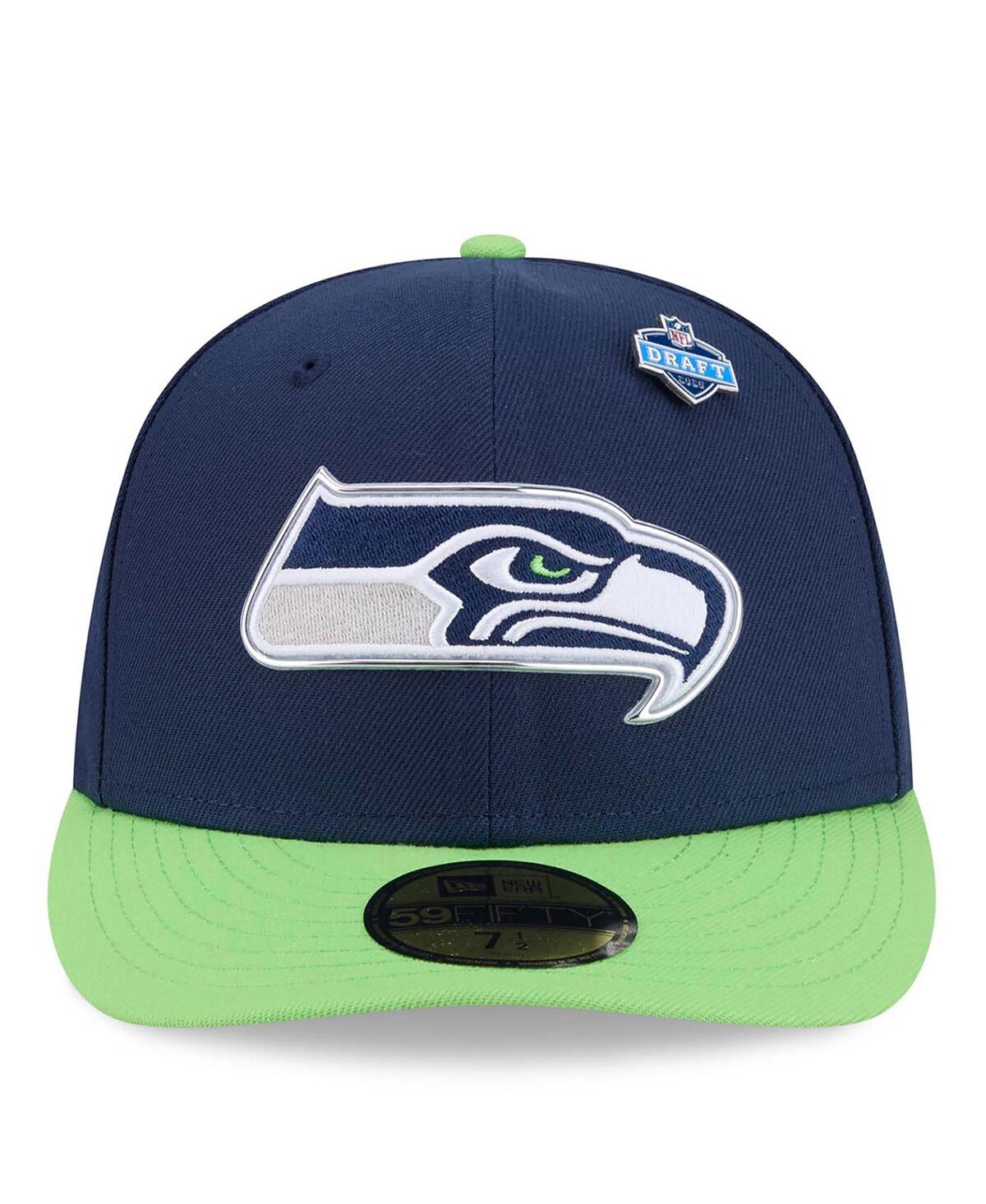 New Era Men's College Navy/Neon Green Seattle Seahawks 2026 Nfl Draft Pre-Curved 59FIFTY Fitted Hat