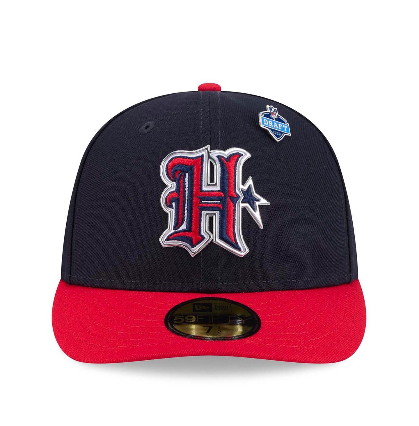 Мужская кепка New Era Navy/Red Houston Texans 2026 NFL Draft Pre-Curved 59FIFTY Fitted Hat — фото 2