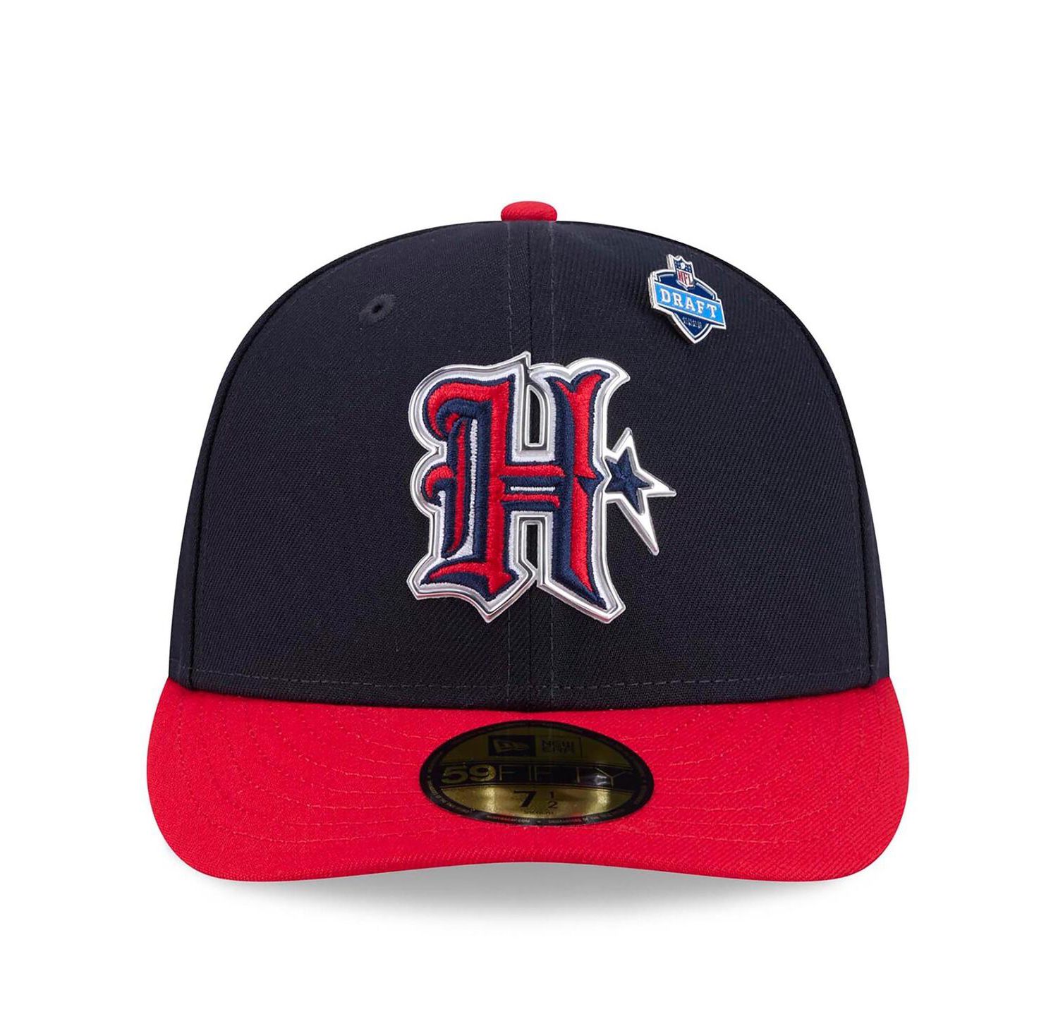 Men's Navy/Red Houston Texans 2026 NFL Draft Pre-Curved 59FIFTY Fitted Hat