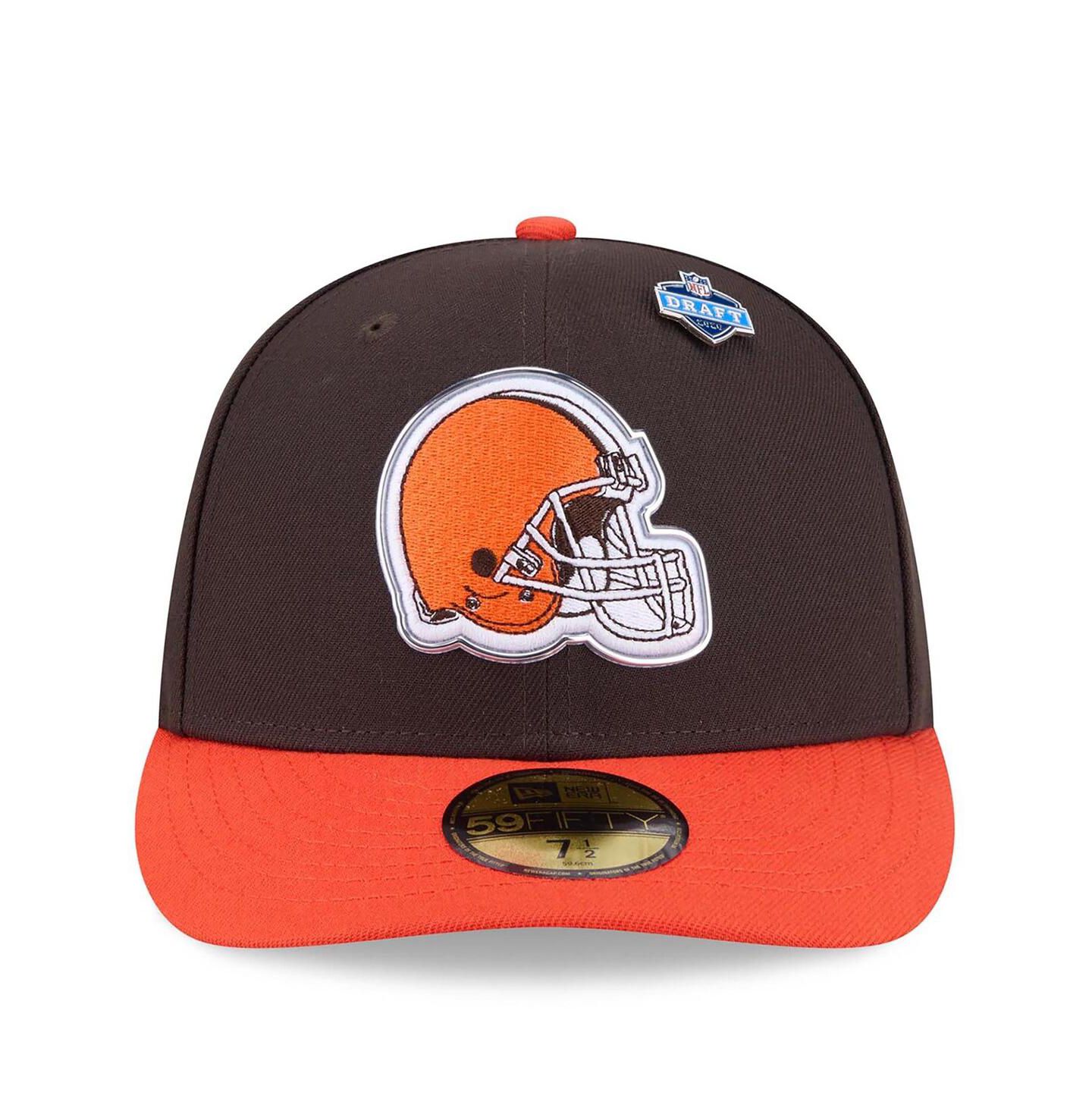 Мужская кепка New Era Brown/Orange Cleveland Browns 2026 NFL Draft Pre-Curved 59FIFTY Fitted Hat — фото 2