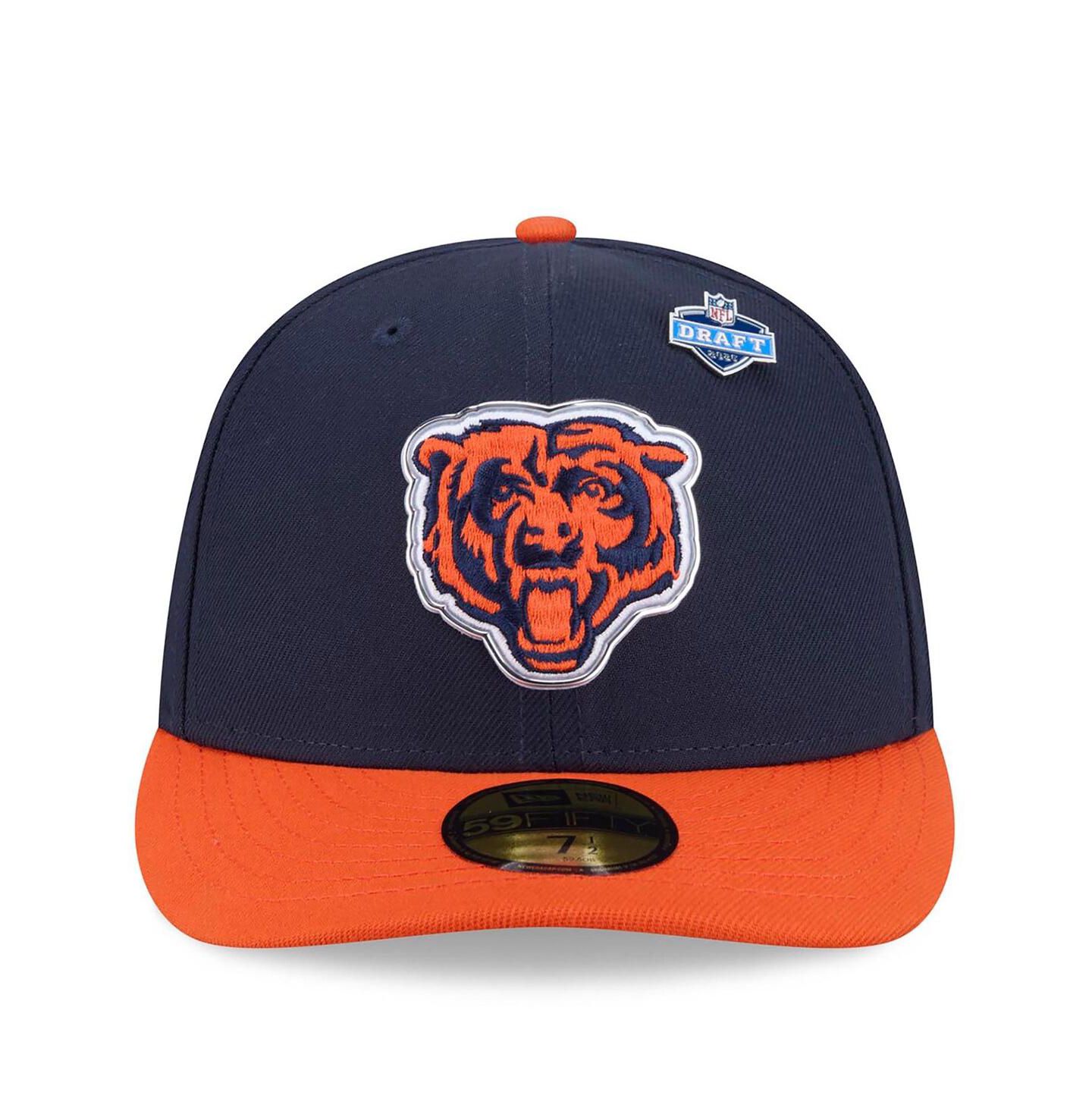 Мужская кепка New Era Navy/Orange Chicago Bears 2026 NFL Draft Pre-Curved 59FIFTY Fitted Hat — фото 2