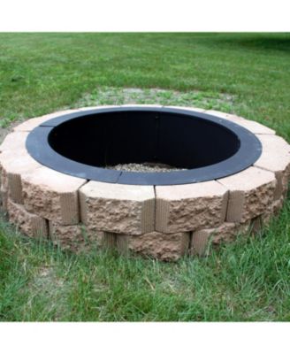 Outdoor Heavy-Duty Steel Portable Above Ground or In-Ground Round Fire Pit Liner Ring - Black
