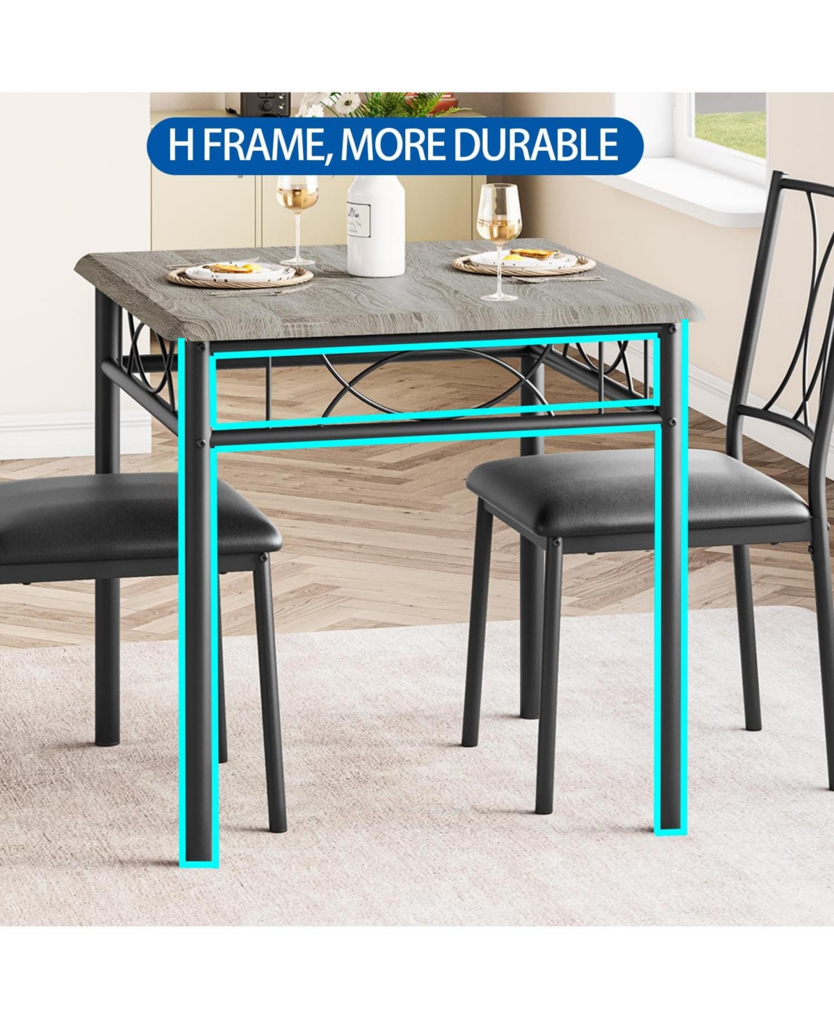 gaomon 5-Piece 4-Person Rustic Dining Table Set