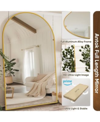 Full Length Mirror, 81"x41" Floor Mirror, Arch Floor Standing Mirror Freestanding Arch Full Body with Stand for Bedroom, Hanging Mounted for Living Room Cloakroom, Black