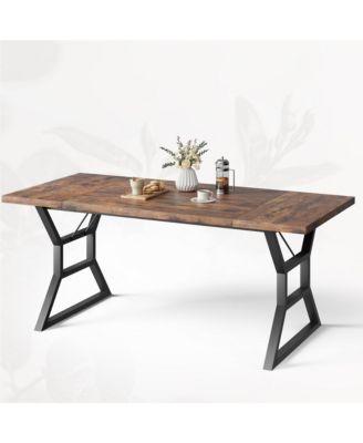 6-8 Person Industrial Farmhouse Long Wooden Dining Table