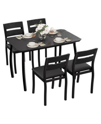 5-Piece 4-Person Modern Metal and Wood Dining Set