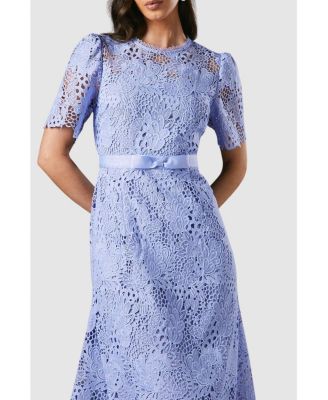 Women's Lace Midi Dress With Bow Belt
