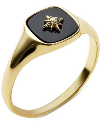 Amara Black Gold-Plated Signet Ring