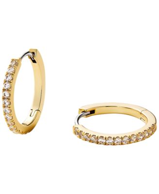 Gold-Plated Pave Medium Huggie Hoop Earrings