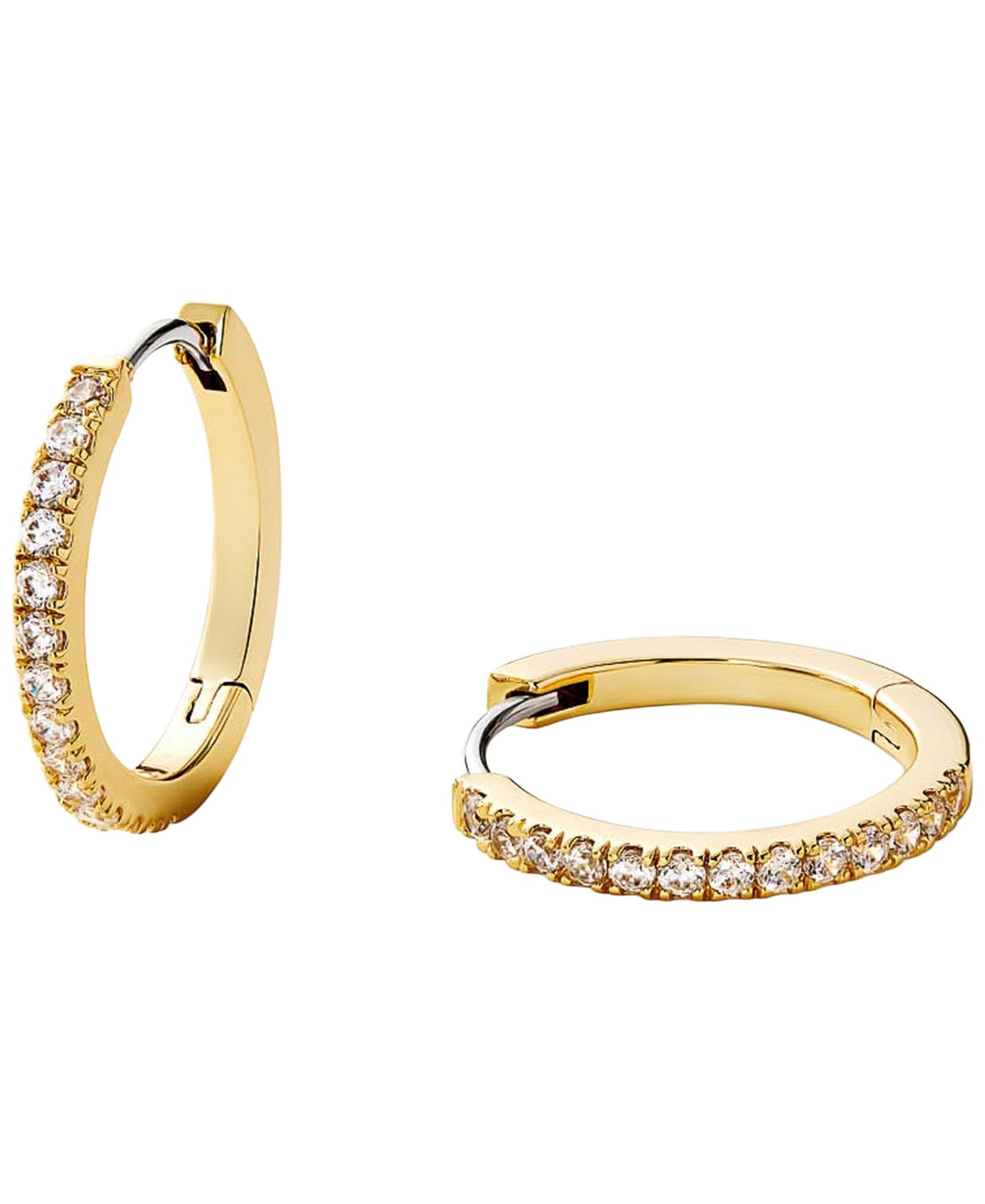 Gold-Plated Pave Medium Huggie Hoop Earrings