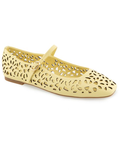 Женские перфорированные балетки Мэри Джейн Kenneth Cole New York Jasper, цвет: Сливочный жёлтый кожаный