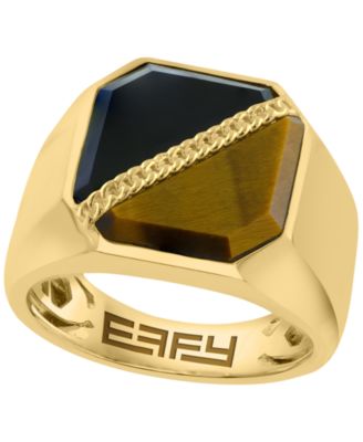 Onyx and Tigers Eye Ring (1-7/8 ct. t.w.) in Gold Over Silver