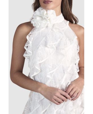 Women's Lace Frill Mini Bridal Dress