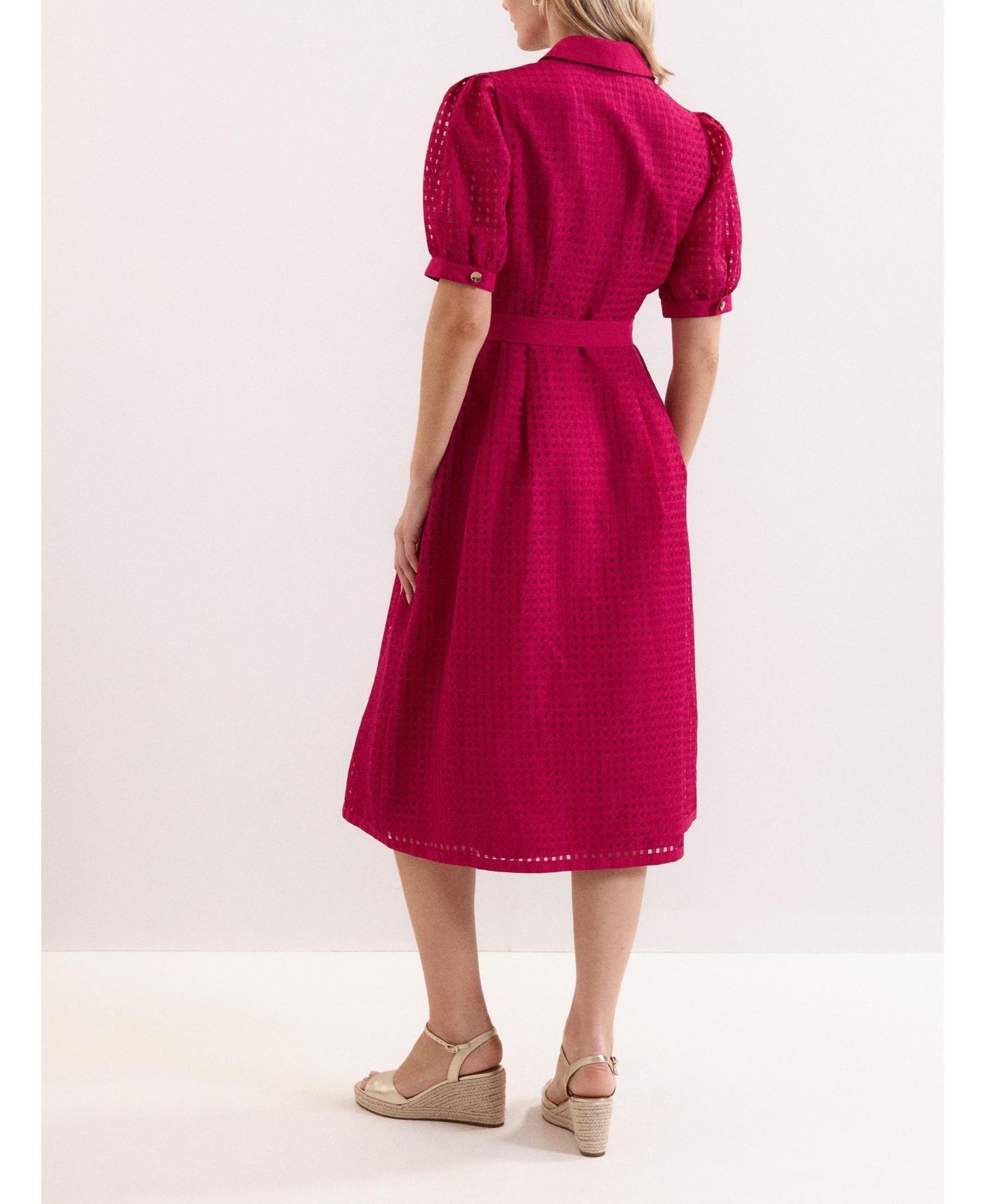 Женское платье Phase Eight Carey Belted Midi Shirt Dress, цвет: Розовый — фото 7