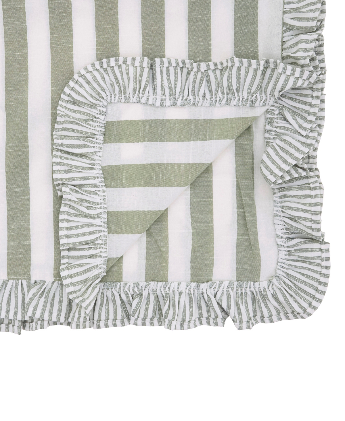 Saro Lifestyle Striped Ruffle Edge Cotton Table Runner, 16" x 72"