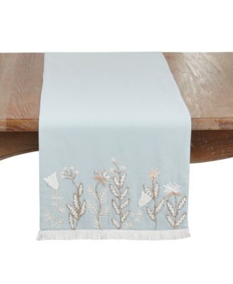 Embroidered Meadow Table Runner, 16" x 72"
