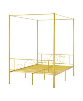 Full Size Metal Four-Poster Canopy Bed Frame with Headboard