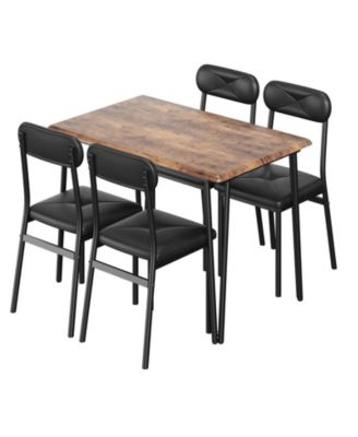 4-Person Modern Dining Set with 4 Cushioned Chairs
