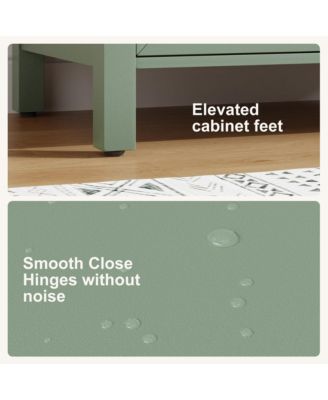 Bathroom Vanity with Ceramic Sink, Bathroom Storage Cabinet with Drawer and 2 Soft Closing Doors, Single Sink Bathroom Vanity with Integral Top