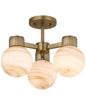  Jupiter 13  Brass and Glass 3-Light Ceiling Light