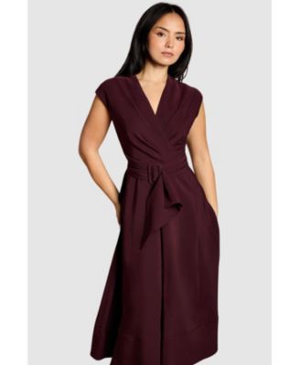 Women's Belted Crepe Dress