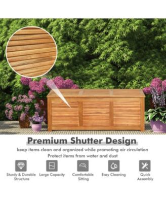 46 Gallon Acacia Wood Storage Bench Box for Patio Garden Deck